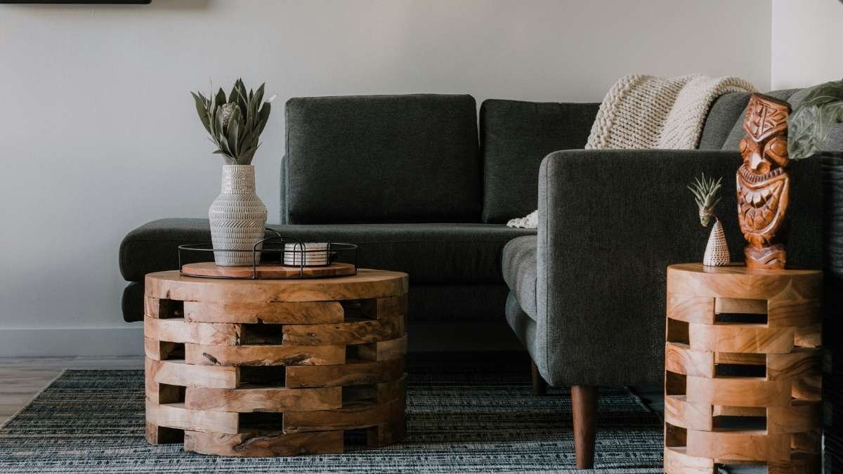 Live Edge Coffee Table in a modern stylish living room