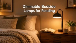 dimmable beside lamp providing warm reading light in a cozy bedroom