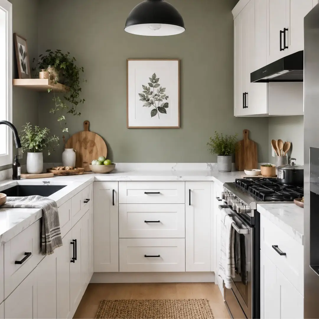 Modern kitchen interior design with white cabinets and smart organization ideas